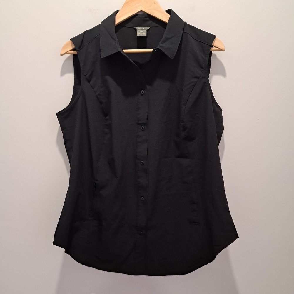 Eddie Bauer Black Sleeveless Technical Gorpcore Golf Hiking Outdoor Top Womens L